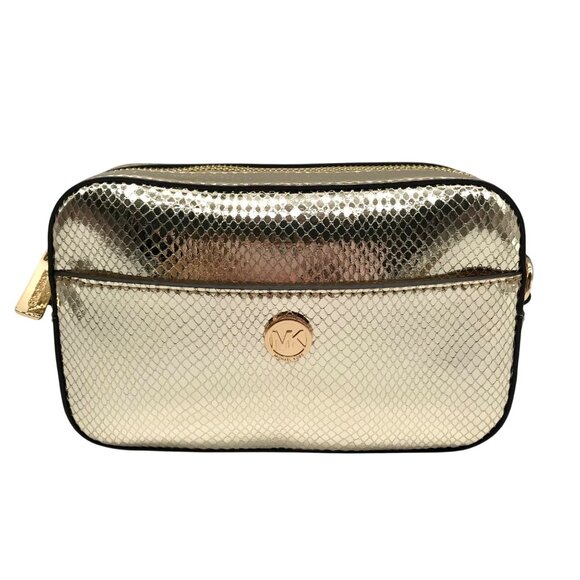 Michael Kors Metallic Gold Leather Maisie 2-In-1 Camera Crossbody Bag - Picture 1 of 11